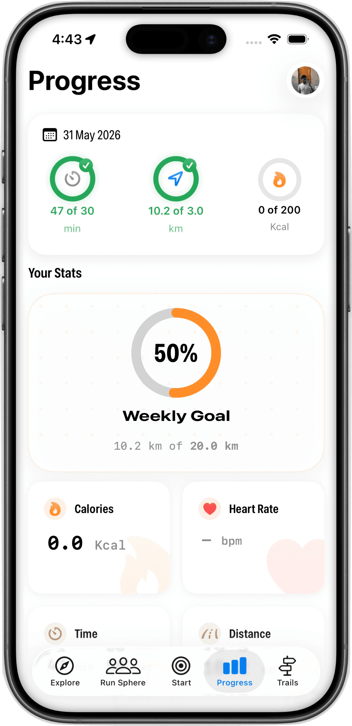 Progress screen in the Tribe app